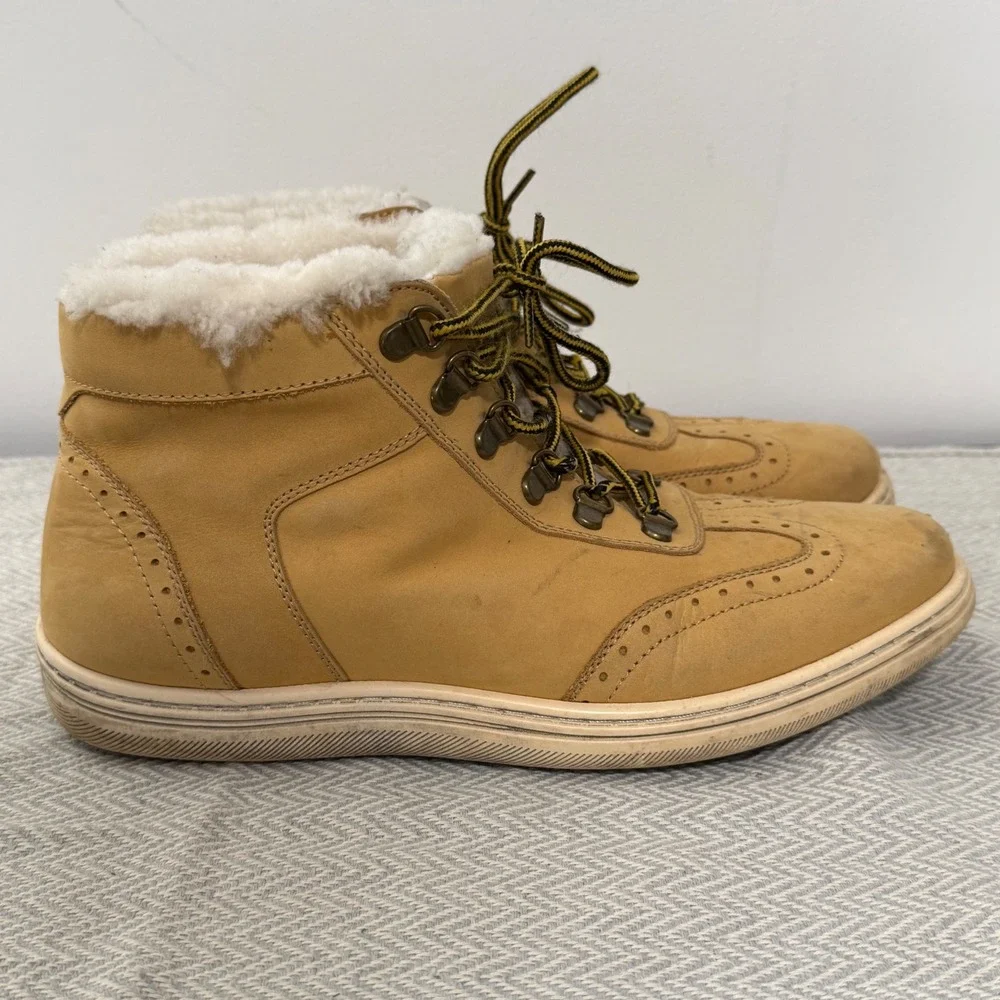 Vintage‎ Foundry Co Mens VF1059-SE Tan Leather Sheepskin Wingtip Boots Size 10